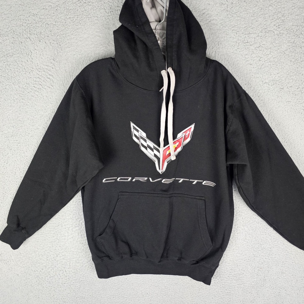 JH Design Group Hoodie Men's Small Chevy Corvette C7 Logo‎ Long Sleeve Pullover